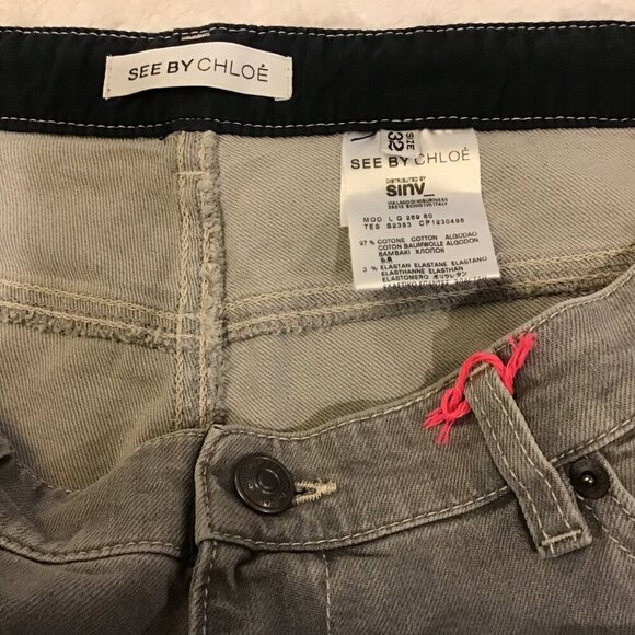 See By Chloe 32 NWOT Women’s Slim Skinny Jeans Gray Made in Italy Low Rise - Picture 7 of 8